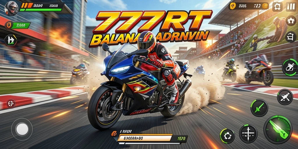 Tampilan gameplay mendebarkan dari 777RT saat balapan nyata.