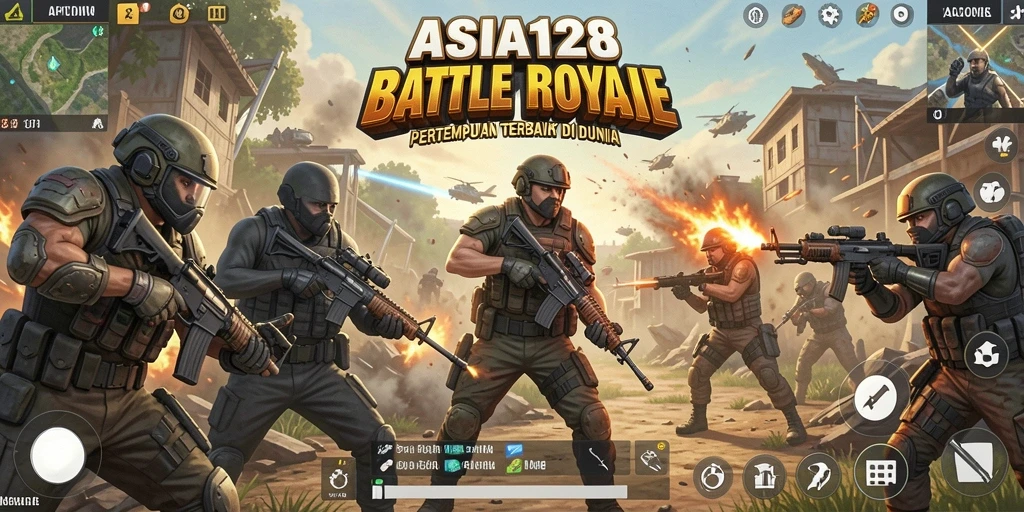 Screenshot gameplay ASIA128 menunjukkan aksi pertempuran seru di medan perang.