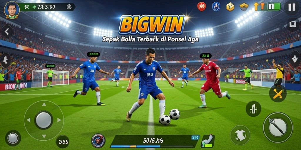 Tampilan gameplay BIGWIN yang seru dan menantang di lapangan sepak bola.
