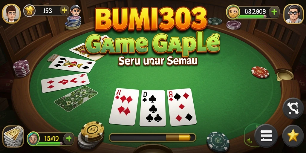 Screenshot gameplay BUMI303 menunjukkan suasana seru permainan Gaple.