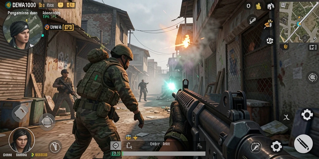 Gameplay seru di DEWA1000 dengan aksi tembak-menembak.