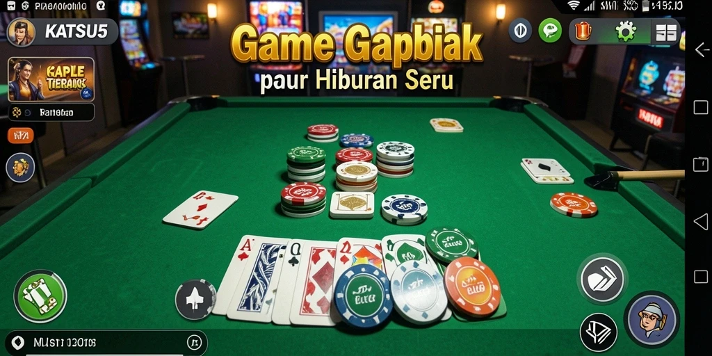 Tampilan gameplay KATSU5 yang seru dengan kartu Gaple.
