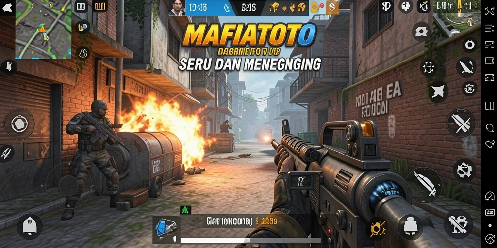 Tampilan gameplay MAFIATOTO dengan aksi seru di dunia TPS.