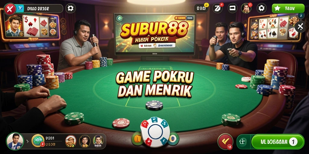 Tangkapan layar gameplay SUBUR88 menampilkan suasana turnamen poker.